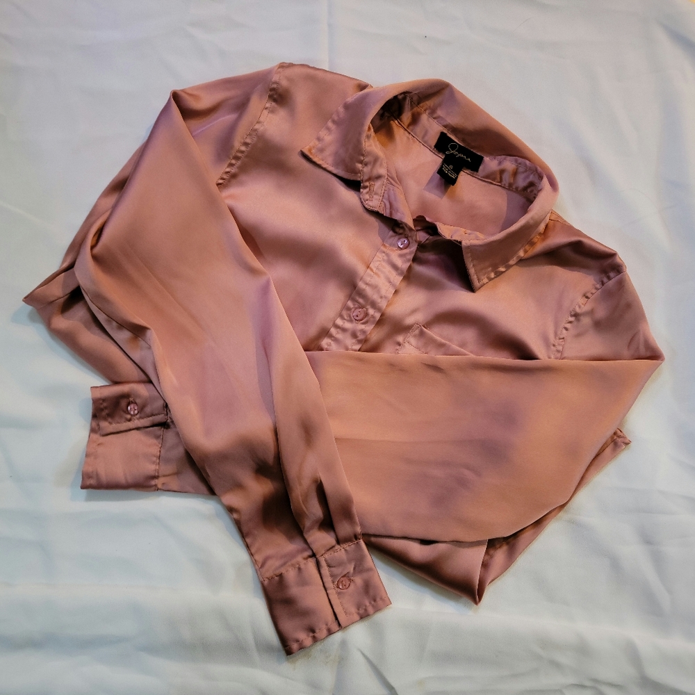 Pink Satin Button Down